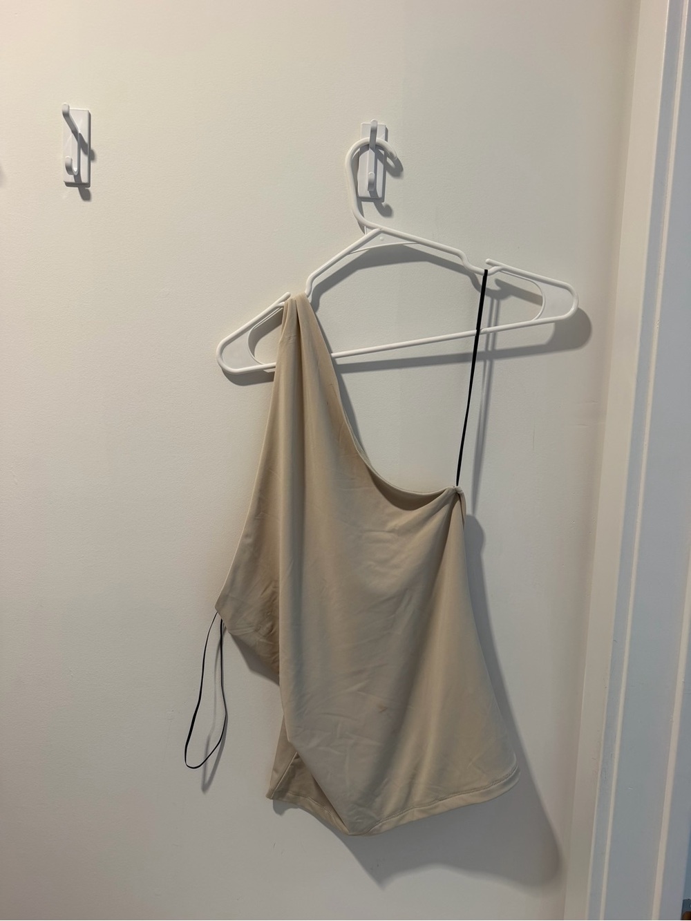 H&M Beige One-Shoulder Top with Black Strap